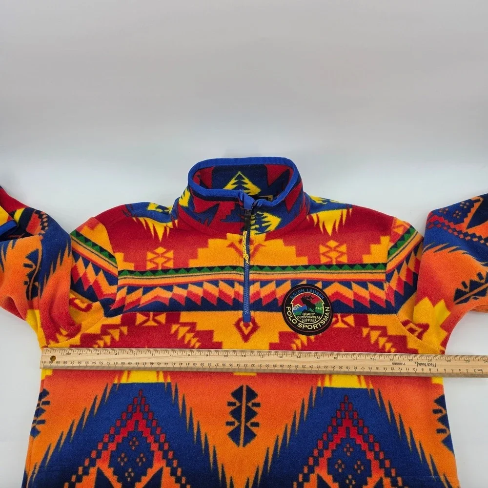 Polo Ralph Lauren Sportsman Southwestern Aztec Fleece Quarter Zip Pullover S